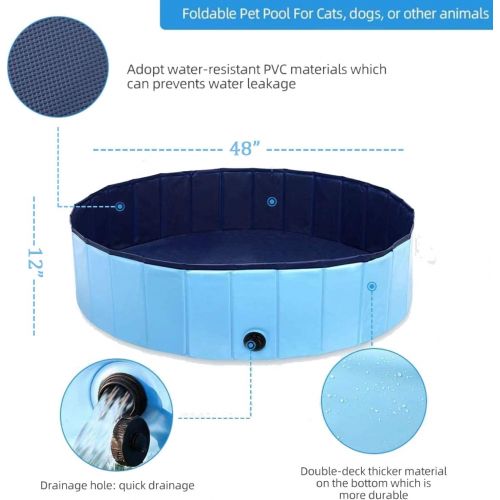  Onirii Foldable Pet Dog Pool,Portable Kiddie Pool,Collapsible PVC Bathing Tub Swimming Pool,Indoor & Outdoor Leakproof Cat Dog Pet SPA for Dogs Cats and Kids