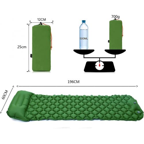  Onirii Camping Sleeping Pads,Foot Press Inflatable Lightweight Camping Mat with Pillow,Compact Ultralight Waterproof Camping Air Mattress for Backpacking Beach, Hiking, Traveling