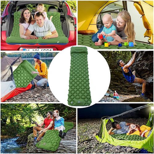  Onirii Camping Sleeping Pads,Foot Press Inflatable Lightweight Camping Mat with Pillow,Compact Ultralight Waterproof Camping Air Mattress for Backpacking Beach, Hiking, Traveling