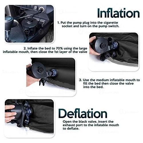  Onirii Inflatable Car Air Mattress Bed with Back Seat Pump Portable Travel,Camping,Vacation,Sleeping Blow-Up Pad fits Car Universal SUV RV,Truck,Minivan, Air Couch with Two Air Pil