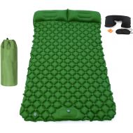 Onirii Double Sleeping Pad,Foot Press Inflatable Camping Mat with Pillow,Compact Ultralight Waterproof Camping Air Mattress 2 Person for Tents,Backpacking Beach,Car Camping,Hiking,