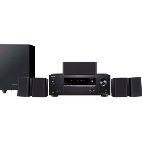 온쿄 Onkyo HT-S3910 Home Audio Theater Receiver and Speaker Package, Front/Center Speaker, 4 Surround Speakers, Subwoofer and Receiver, 4K Ultra HD (2019 Model)