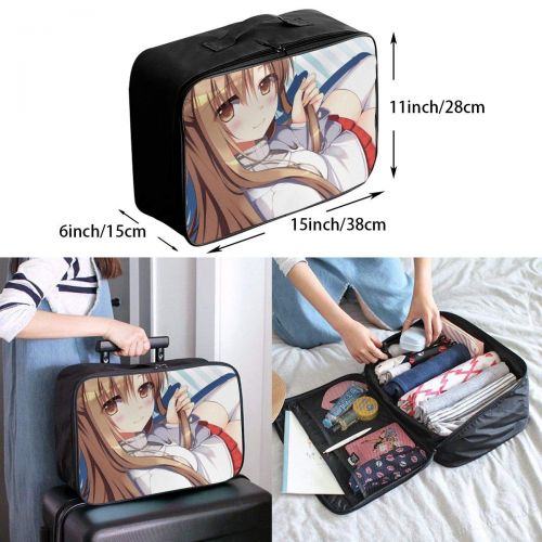  Sword Art Online-Asuna Anime Cover Lightweight Large Capacity Portable Luggage Bag Fashion Travel Duffel Bag Black