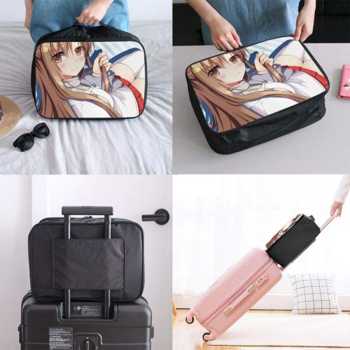  Sword Art Online-Asuna Anime Cover Lightweight Large Capacity Portable Luggage Bag Fashion Travel Duffel Bag Black