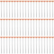 Online Best Service Large 10 Galvanized Steel Tent Peg Stake Nail with T-Top - Heavy-Duty 8mm Diameter Non-Rust with Orange Stopper (60-Pack)