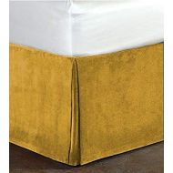 OnlineBestDeal's OnlineBestDeals Classy Royal 100% Cotton Velvet Bedskirt/Valance 18 Drop (Queen, Gold)