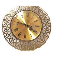 OnlineRetroEmporium vintage wall clock / Retro / star burst clock / Brass Clock / retro clock / vintage West Germany / Working clock /