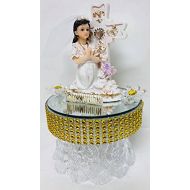 Onlinepartycenter First Holy Communion Cake Topper Girl with Cross Design Decoration Centerpiece