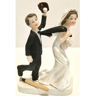 Onlinepartycenter Wedding Bride & Groom Couple His Perfect Catch Baseball Lovers Cake Topper Decoration