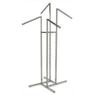 Only Garment Racks #2233 Clothing Rack - Heavy Duty Chrome 4 Way Rack, Adjustable Arms, Square Tubing, Perfect for Clothing Store Display with 4 Slanted Arms