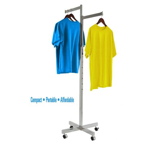  Only Garment Racks - Heavy Duty Chrome Clothing Rack - 2 Way Mobile Clothes Rack, Adjustable Height Arms, Perfect for Retail Clothing Store Display - Includes Casters