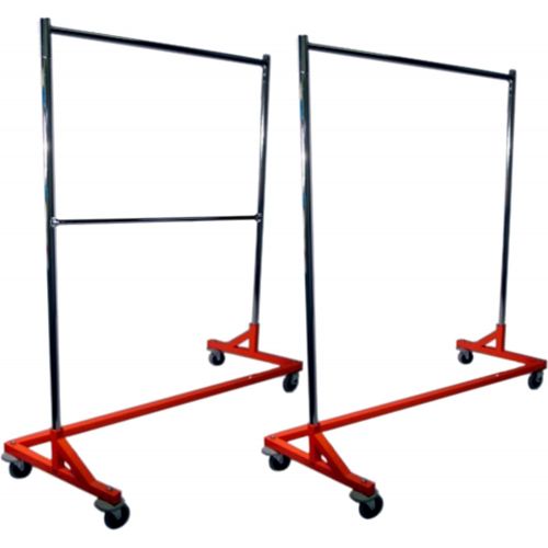  Only Hangers Single Bar Hang Rail plus Double Bar Hang Rail Heavy Duty Rolling Z Rack Garment Rack / Clothing Rack Combo