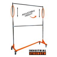 Only Hangers Industrial Strength Z Rack with Add-On Hangrail and Built-in Height Extensions - Orange OSHA Approved Base - Tallest Z Rack Available!