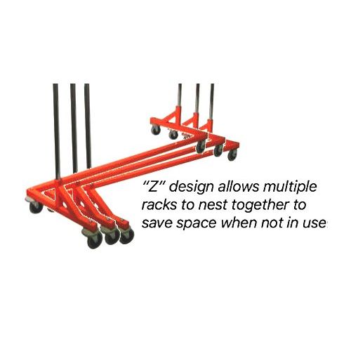  Only Hangers Industrial Strength Z Rack with Add-On Hangrail and Built-in Height Extensions - Orange OSHA Approved Base - Tallest Z Rack Available!