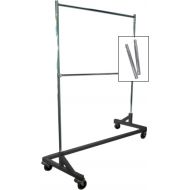Only Hangers GR600EH-1 Extended Height Double-Rail Rolling Z Garment Rack with Nesting Black Base