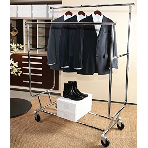  Only Hangers Only Garment Racks Commercial Grade Double Rail Rolling Clothing Rack, Heavy Duty - Designed with SolidOne Piece Top Rails and Base. Heavy Gauge Steel Construction, Rack Weighs 39