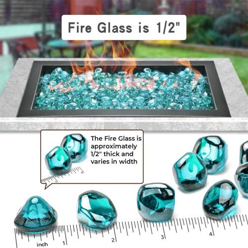  [추가금없음]onlyfire Reflective Fire Glass Diamonds for Natural or Propane Fire Pit, Fireplace, or Gas Log Sets, 10-Pound, 1/2-Inch, Caribbean Blue Luster