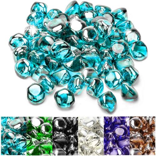  [추가금없음]onlyfire Reflective Fire Glass Diamonds for Natural or Propane Fire Pit, Fireplace, or Gas Log Sets, 10-Pound, 1/2-Inch, Caribbean Blue Luster