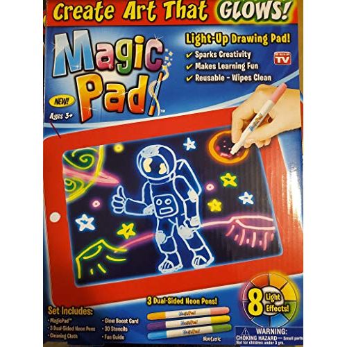  [아마존베스트]Ontel Bonus Magic Pad Deluxe Light Up LED Drawing Tablet with Extras - Includes 4 Dual Side Markets, Dry Eraser, Glow Boost Card, Fun Guide, 42 Stencils, and Carrying Case