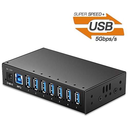  USB 3.0 Hub, Onvian 7-Port Powered USB 3.0 Hub Aluminum High Speed USB 3.0 Splitter with LEDs and Mounting Brackets