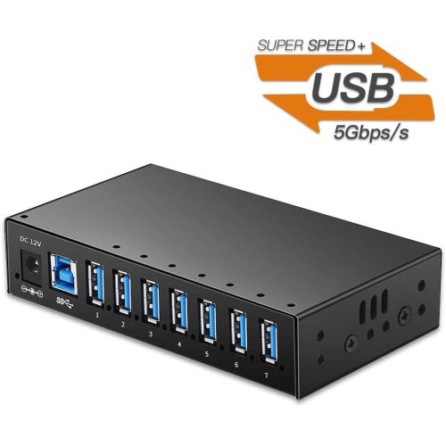  USB 3.0 Hub, Onvian 7-Port Powered USB 3.0 Hub Aluminum High Speed USB 3.0 Splitter with LEDs and Mounting Brackets