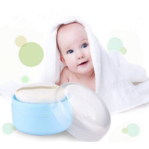  Onwon Baby After-Bath Puff Box Empty Body Powder Container Dispenser Case with Sifter and Powder Puffs for Home and Travel Use