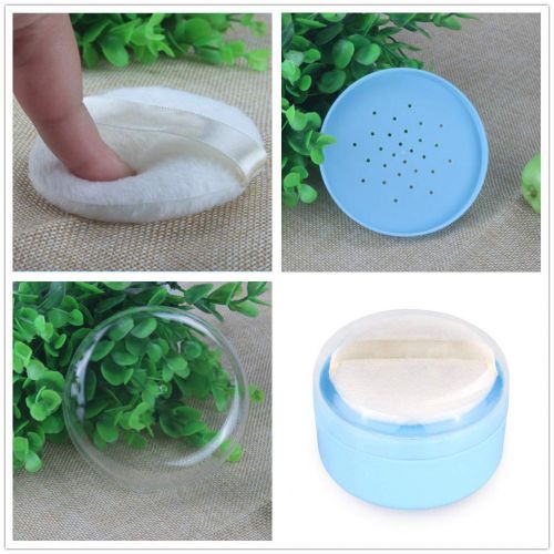  Onwon Baby After-Bath Puff Box Empty Body Powder Container Dispenser Case with Sifter and Powder Puffs for Home and Travel Use