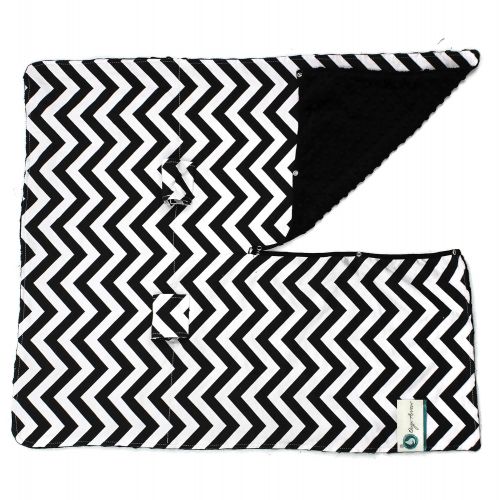  Onyx Arrow Carseat Canopy, Black White Chevron Cotton Print, Black Minky Dot, Mix and Match