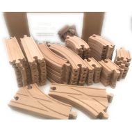 Oojami Wooden Train Track Set 64 Piece Pack - 100% Compatible with All Major Brands Including Thomas, Brio, Chuggington, and Other Major Brands