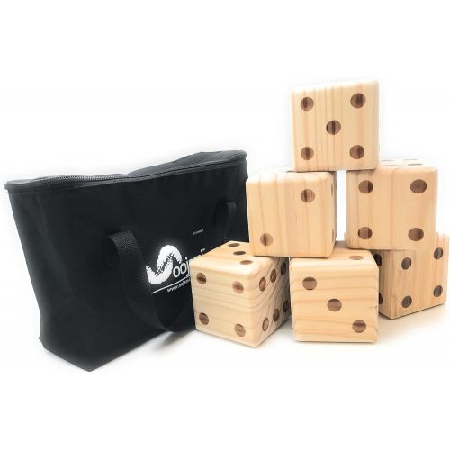  [아마존베스트]Oojami Giant Wooden Yard Dice with Carrying Canvas Bag