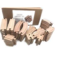 Oojami Wooden Train Track Set 64 Piece Pack - 100% Compatible with All Major Brands Including Thomas, Brio, Chuggington, and Other Major Brands