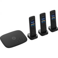 Ooma Telo VoIP Phone System with 3 HD3 Handsets (Black)