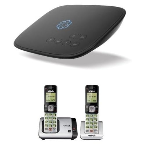  Ooma Telo Home Phone Service with VTech CS6719-2 DECT 6.0 Phone with Caller IDCall Waiting, SilverBlack with 2 Cordless Handsets