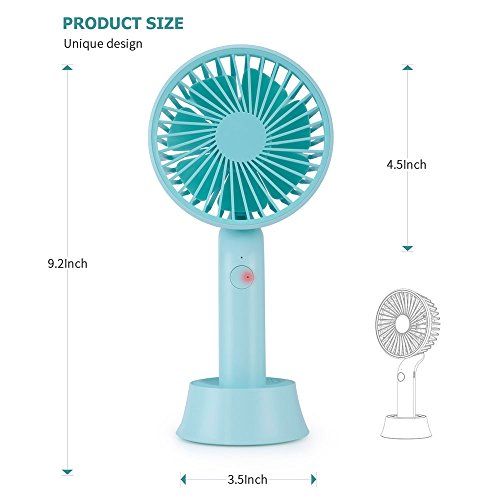  Opaceluuk Mini Handheld Fan, Portable USB Fan with Dock, Dual Use Rechargeable Desktop Fan for Office, Outdoor, Camping, Beach etc, Personal Travel Accessories - (3 Speed, Blue) (Blue)