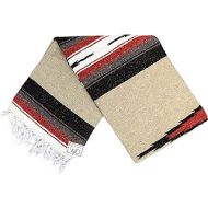 Open Road Goods Brown Mexican Yoga Blanket - Thick Navajo Diamond Serape with Stripes