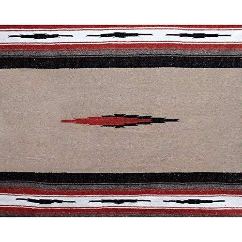  Open Road Goods Brown Mexican Yoga Blanket - Thick Navajo Diamond Serape with Stripes