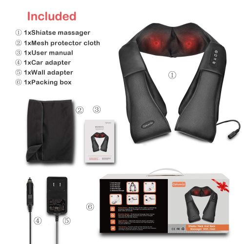  Ophanie Shiatsu Neck and Back Massager with Heat, Deep Kneading Massager for Neck Back Shoulders...