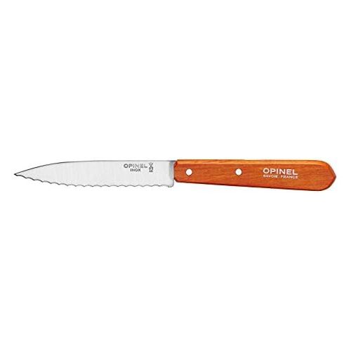  Opinel Erwachsene Kuechenmesser No. 113, rostfreier Sandvik-Stahl, Sagezahnung, orangefarbener Buchenholzgriff Kochmesser, Mehrfarbig, One Size