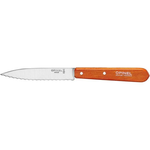  Opinel Erwachsene Kuechenmesser No. 113, rostfreier Sandvik-Stahl, Sagezahnung, orangefarbener Buchenholzgriff Kochmesser, Mehrfarbig, One Size