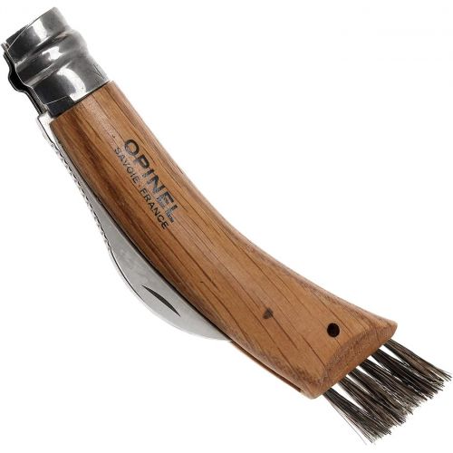  [아마존베스트]Opinel Mushroom Knife, Sandvik Stainless Steel Blade, Oak Wood Handle, Wild Boar Bristles, Canvas Case, Wooden Box