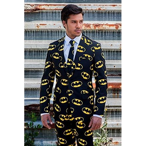  할로윈 용품Opposuits Mens Superhero Suit in Superman & Batman Prints - Complete Costume: Jacket, Pants and Tie