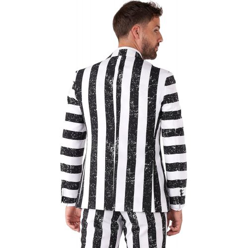  할로윈 용품Opposuits Beetlejuice Striped Halloween Suit | Mens Slim Fit | Includes Matching Blazer Jacket, Pants & Tie