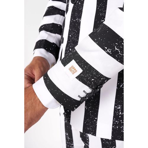  할로윈 용품Opposuits Beetlejuice Striped Halloween Suit | Mens Slim Fit | Includes Matching Blazer Jacket, Pants & Tie