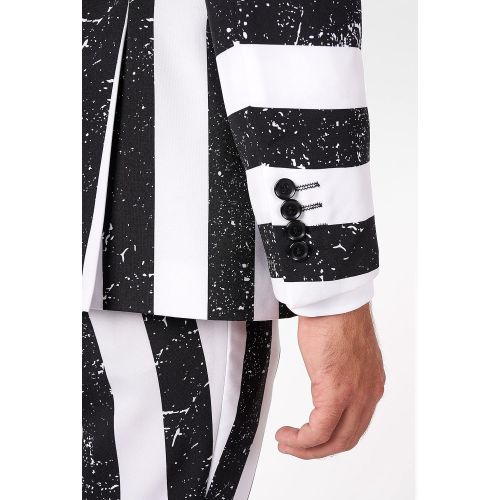  할로윈 용품Opposuits Beetlejuice Striped Halloween Suit | Mens Slim Fit | Includes Matching Blazer Jacket, Pants & Tie