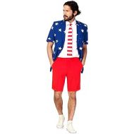 Opposuits USA Slim Fit Suits, Includes Short Sleeved Blazer Jacket, Shorts & Tie