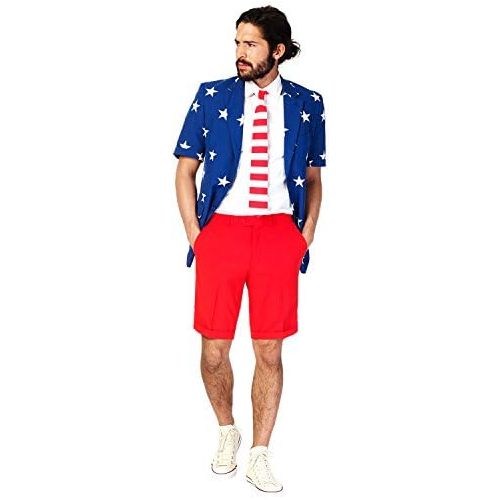  할로윈 용품Opposuits USA Slim Fit Suits, Includes Short Sleeved Blazer Jacket, Shorts & Tie