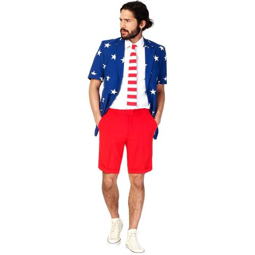  할로윈 용품Opposuits USA Slim Fit Suits, Includes Short Sleeved Blazer Jacket, Shorts & Tie