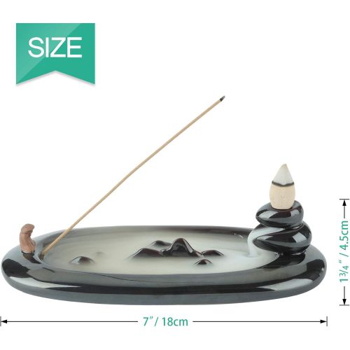  인센스스틱 OppsArt Ceramic Incense Stick Holder, Handmade Blackflow Incense Cone Burner, Durable Stick Ash Catcher Decorative Tray for Yoga, Meditation, Spa Relaxation (7 Inch in Length)