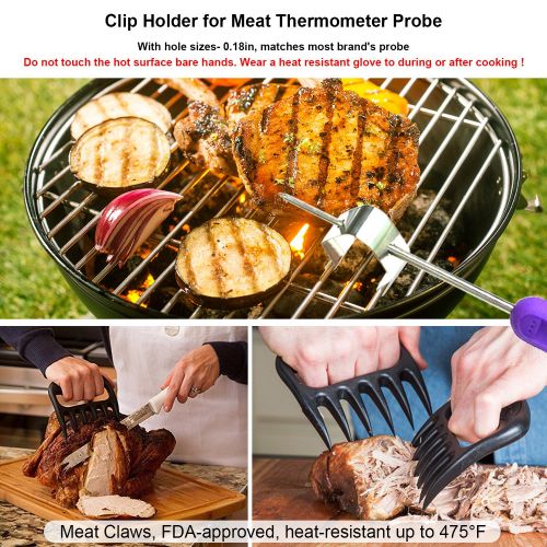  Oprol Bluetooth Meat Thermometer, Wireless Digital BBQ Thermometer for Grilling Smart with 6 Stainless Steel Probes Remoted Monitor for Cooking Smoker Kitchen Oven, Support iOS & Android