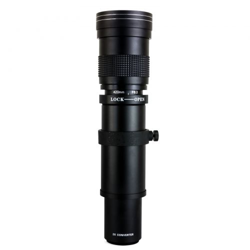  Opteka 420-1600mm f8.3 HD Telephoto Zoom Lens for Canon EOS 80D, 77D, 70D, 60D, 60Da, 50D, 7D, 6D, 5D, 5DS, 1Ds, Rebel T7i, T7s, T6s, T6i, T6, T5i, T5, T4i, T3i, T3, T2i and SL1 D